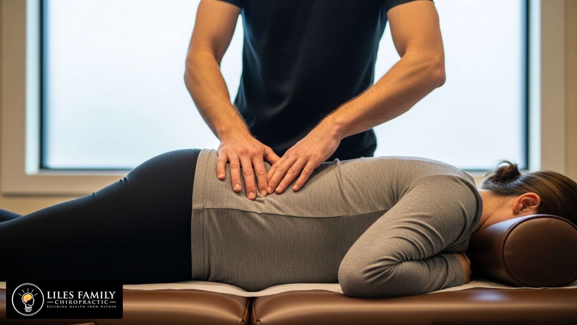 Pregnant woman receiving prenatal chiropractic adjustment from chiropractor in Wilson NC